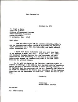 Letter from Birch Bayh to Ralph L. Davis of Purdue University, October 19, 1979