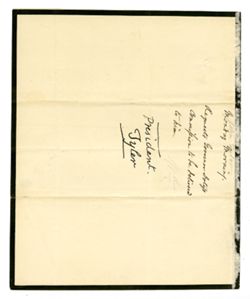 [1841] - Tyler, John, 1790-1862, pre. U.S. To [Daniel] Webster. Instructs commission be issued to Judge Doty as governor of the Territory of Wisconsin.
