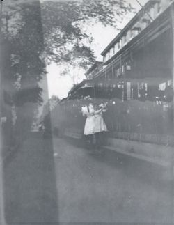 Girls getting on a trolley car
