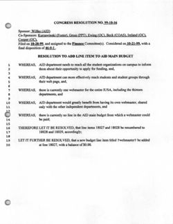 99-10-16 Resolution to Add Line Item to AID Main Budget