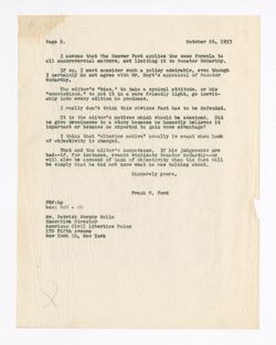 26 October 1953: To: Patrick Murphy Malin. From: Frank R. Ford.