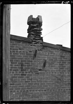 Old brick chimney at Linnville Electric Company