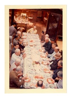 Roy Howard dines at the Caveman Club, Bohemian Grove