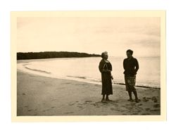 Peggy Howard and friend on beach