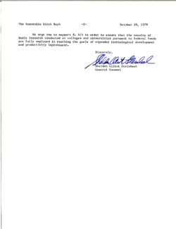 Letter from Sheldon Elliott Steinbach to Birch Bayh, October 29, 1979