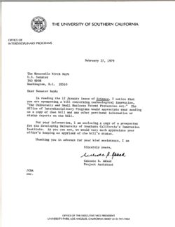 Letter of Celeste B. Akkad to Birch Bayh, February 27, 1979