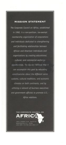 Corporate Council on Africa, 1997-2002, undated