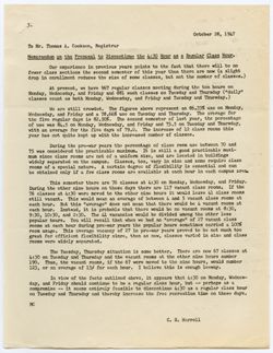 Memorandum on the Proposal to Discontinue the 4:30 Hour as a Regular Class Hour, 28 October 1947