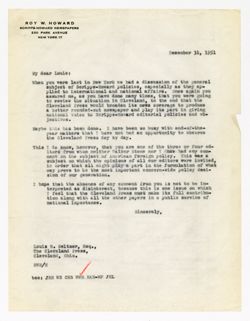 31 December 1951: To: Louis B. Seltzer. From: Roy W. Howard.