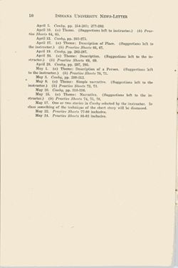 "Syllabus for Freshman Composition (English I) Indiana University 1922- 1923 vol. X, no. 8