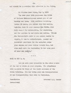 Founder's Day Ceremonial. -Indiana University Auditorium. File includes: Event Program. May 3, 1950