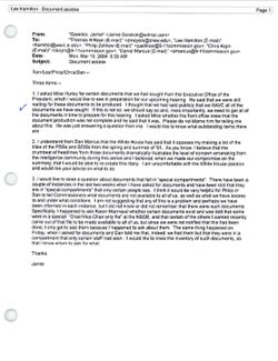 Email from Jamie Gorelick to Thomas H. Kean, Lee Hamilton, Philip Zelikow, Chris Kojm, and Dan Marcus re Document access, March 15, 2004, 6:39 AM