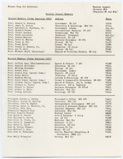 01b: Faculty Council Membership List (Revised), ca. 04 February 1969