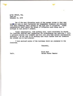 Letter from Birch Bayh to A. Ray Osburn, December 12, 1979