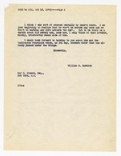18 October 1949: To: Roy W. Howard. From: William W. Hawkins.