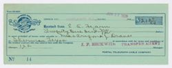 Postal Telegraph-Commercial Cables receipt for money order from E.A. Fearn to Dranes, June 22, 1928