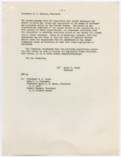 Committee on Faculty-Student Relations – Letter Concerning the Official Recognition of Student Organizations, 11 June 1954
