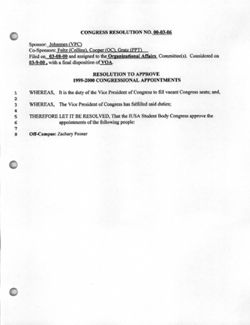 00-03-06 Resolution to Approve 1999-2000 Congressional Appointments