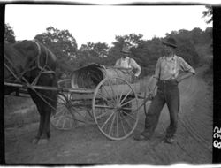 Exner and hickory bark on wagon