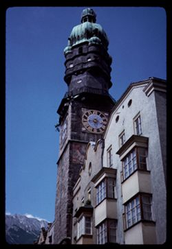 Clocktower of Stadtturm on Herzong Friedrich Str. Innsbruck. X