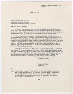 23: Letter from President Wells Expressing Appreciation, ca. 26 June 1962