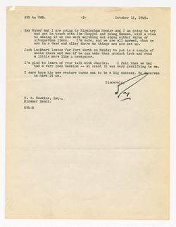 15 October 1949: To: William W. Hawkins. From: Roy W. Howard.
