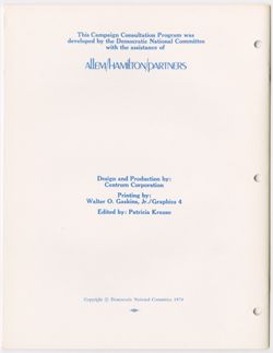 Campaign Consultation Program: Media, 1974