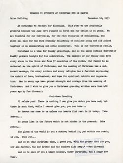 "Remarks to Students Christmas Eve on Campus." -Union Building December 16, 1953
