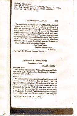 Johnson, William, Sir. The Papers of Sir William Johnson, Vol. XII, pp. 1081-1083.