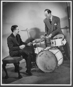 Hoagy Carmichael with drummer Billy Wiltshire.