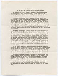 Memorial Resolution for Myrtle Justina Anderson, ca. 5 October 1954