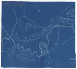 2. [Camp, Walter Mason]. Surveyed by [W. M. Camp? Date? (information torn off but matches above Survey)]. Indicates Reno's Advance to Attack Village, and other details including Ford B. Blueprint. 40.5x45cm. Notes in pencil with red pencilled heading: "Interview with Rees, 8/24/09"
