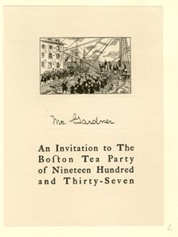 An Invitation to The Boston Tea Party of Nineteen Hundred and Thirty-Seven