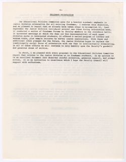 82: Memorandum from the Dean of the Junior Division on the Report of the Educational Policies Committee of the College of Arts and Sciences, 21 April 1969