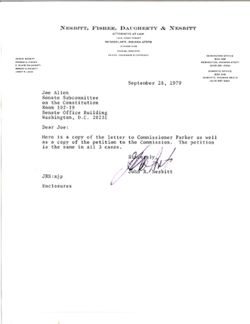 Letter from John R. Nesbitt to Joe Allen, September 28, 1979