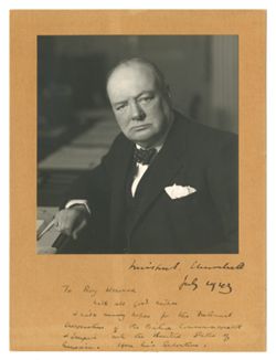 Signed portrait of Winston D. Churchill