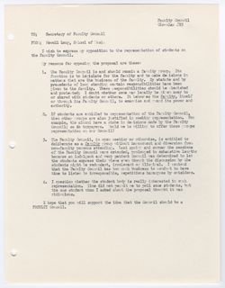 23: Opposition to Student Representation on Faculty Council, undated