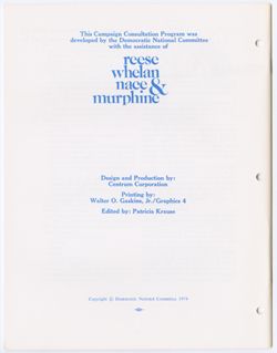 Campaign Consultation Program: Campaign Planning, Management and Budget, 1974