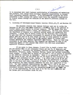 Memo from Joe to Senator re Proposed changes in S. 414, the University and Small Business Patent Procedures Act, July 24, 1979