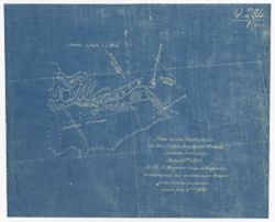 5. Maguire, Lt. Edward. "Plan of the Battlefield on the Little Big Horn Creek, Dakota Territory, June 25, 1876. to accompany his preliminary Report to the Chief of Engineers, Dated July 2, 1876." Blueprint. 22.5x27.3cm.