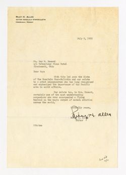 9 July 1955: To: Roy W. Howard. From: Riley H. Allen.