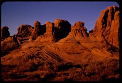 Fantastic shapes in waning light of Nov. afternoon sun. Arches Nat'l. Mon.