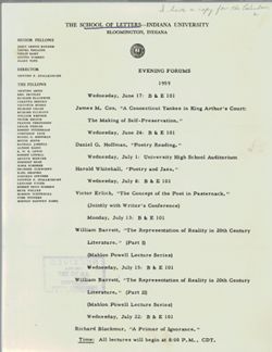 School of Letters, 1955-1959