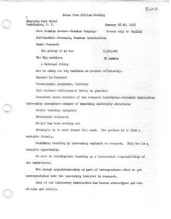 Notes from Killian Meeting, Jan. 28-29, 1958