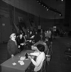 Fee line at IU South Bend registration, 1970s