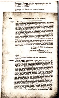 Palmer, William P. Calendar of Virginia State Papers and Other Manuscripts. Vol. I, pp. 273-274.