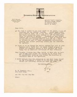 9 March 1935: To: William W. Hawkins. From: Roy W. Howard.