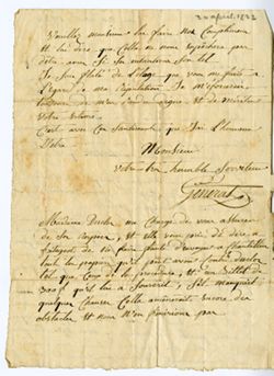 [Monsieur] GÉNÉRAT, Lyon, [France]. To unnamed correspondent., 1822 Apr. 30