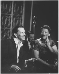 Ella Fitzgerald onstage with Frank Sinatra during television special