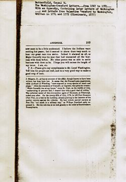 Butterfield, C.W. The Washington-Crawford Letters: Being the correspondence between George Washington and William Crawford, from 1767 to 1781, pp. 101-103.